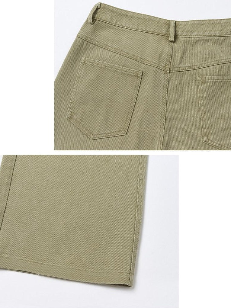 OuttheBlue 100% Cotton Animal Print Casual Natural Waist Button Fly Women Straight Pants