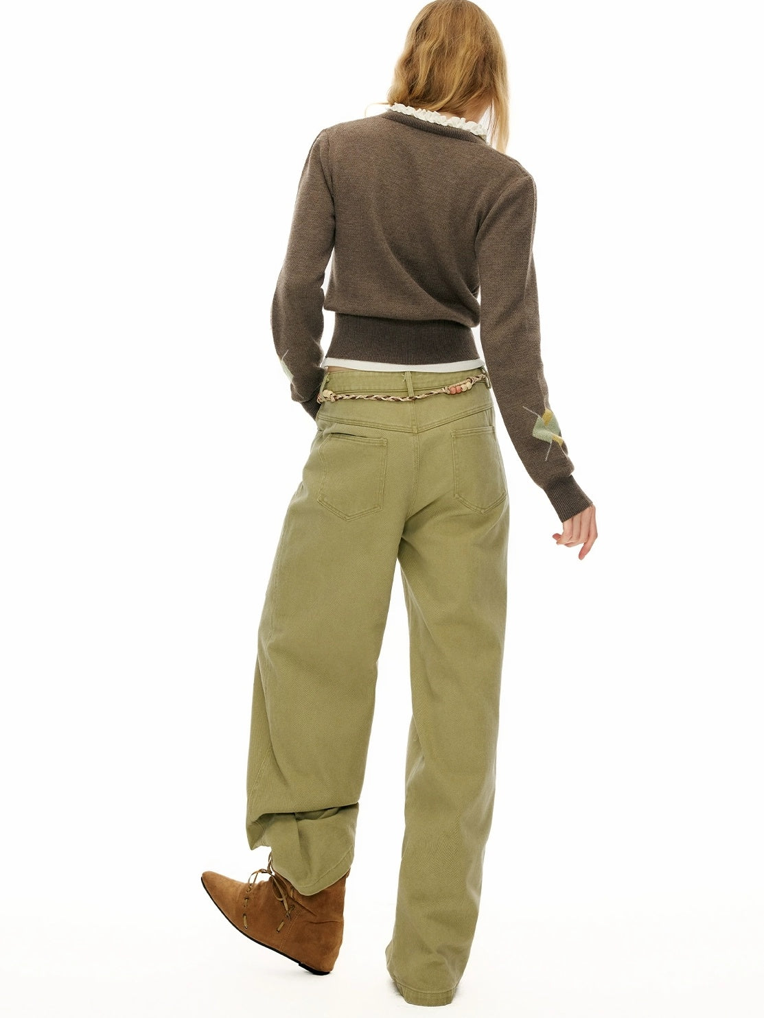 OuttheBlue 100% Cotton Animal Print Straight Leg Button Fly Women Pants