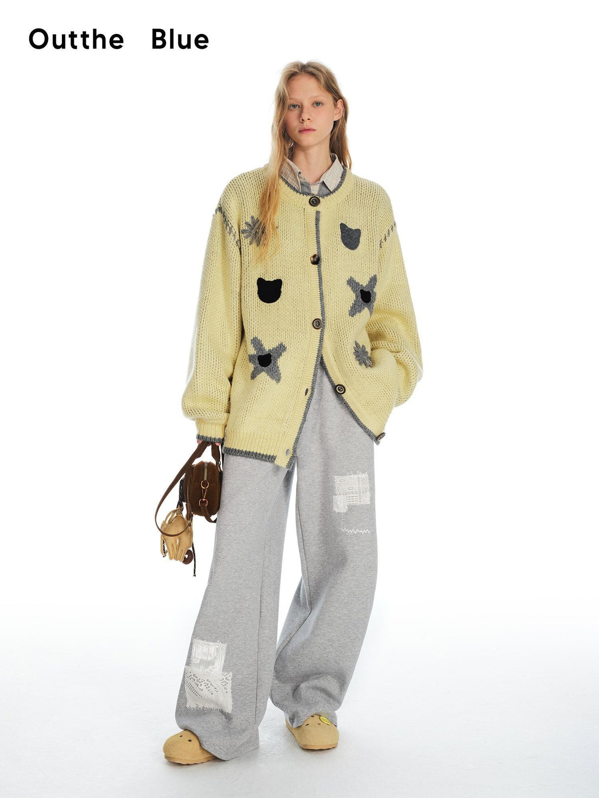 OuttheBlue 3d Floral Cat Embroidery Women&