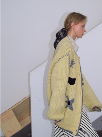 OuttheBlue 3d Floral Cat Embroidery Women&