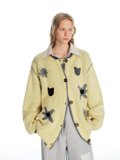 OuttheBlue 3d Floral Cat Embroidery Women&