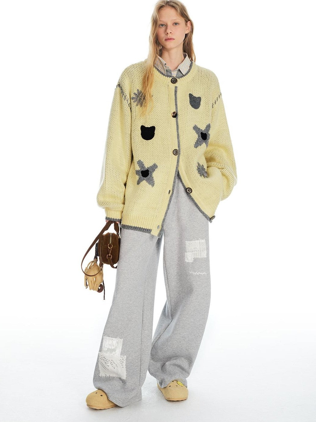 OuttheBlue 3d Floral Cat Embroidery Women&