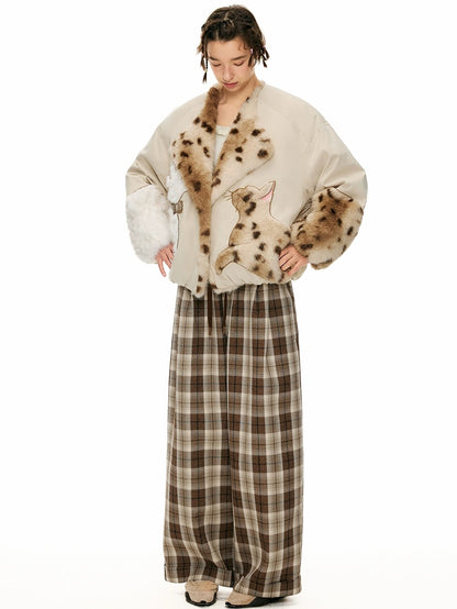 OuttheBlue 90% Duck Down Warm Casual Loose High Waist Short Lapel Women Zipper Down Jacket