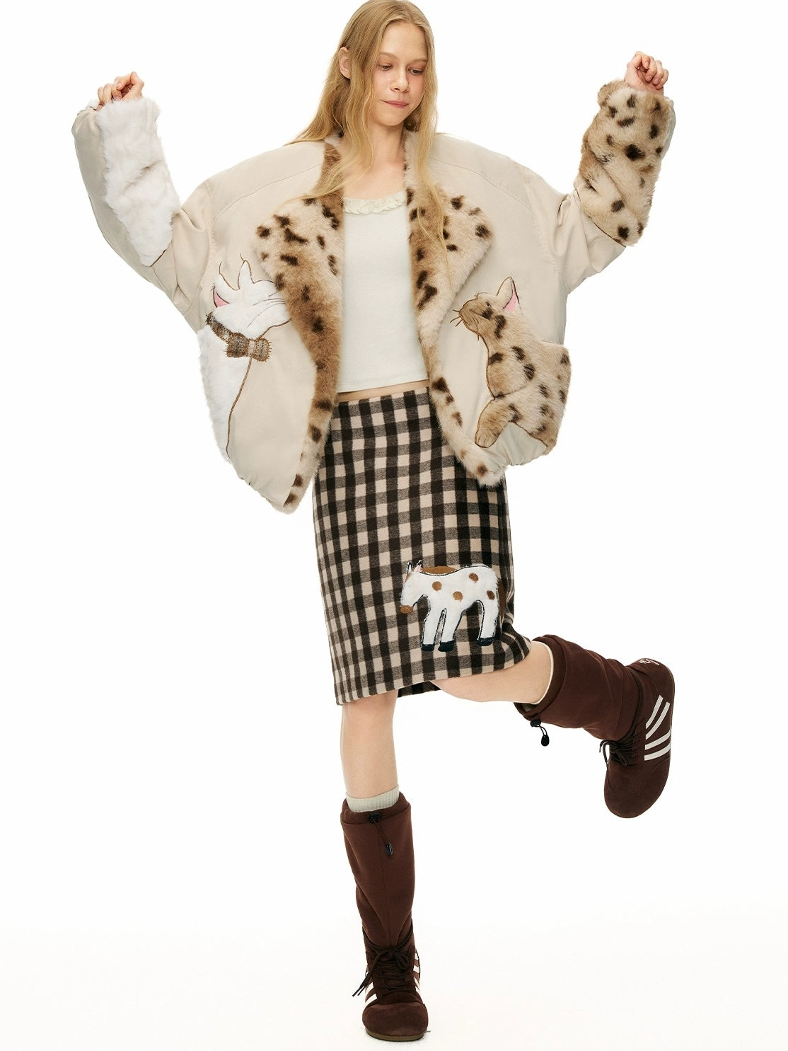 OuttheBlue 90% Duck Down Warm Casual Loose High Waist Short Lapel Women Zipper Down Jacket