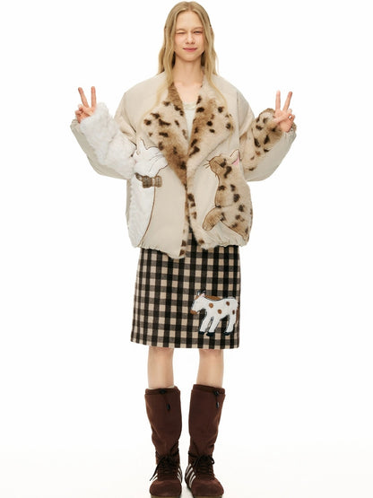 OuttheBlue 90% Duck Down Warm Casual Loose High Waist Short Lapel Women Zipper Down Jacket