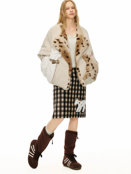 OuttheBlue 90% Duck Down Warm Casual Loose High Waist Short Lapel Women Zipper Down Jacket