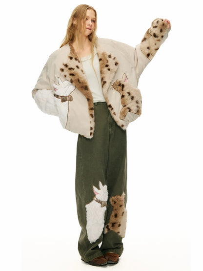 OuttheBlue 90% Duck Down Warm Casual Loose High Waist Short Lapel Women Zipper Down Jacket