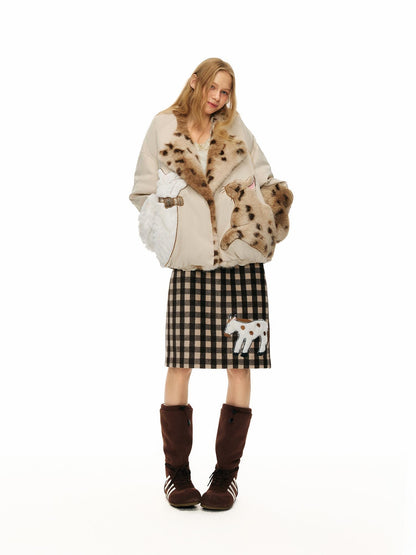 OuttheBlue 90% Duck Down Warm Casual Loose High Waist Short Lapel Women Zipper Down Jacket