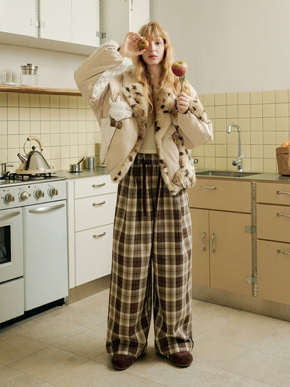 OuttheBlue 90% Duck Down Warm Casual Loose High Waist Short Lapel Women Zipper Down Jacket