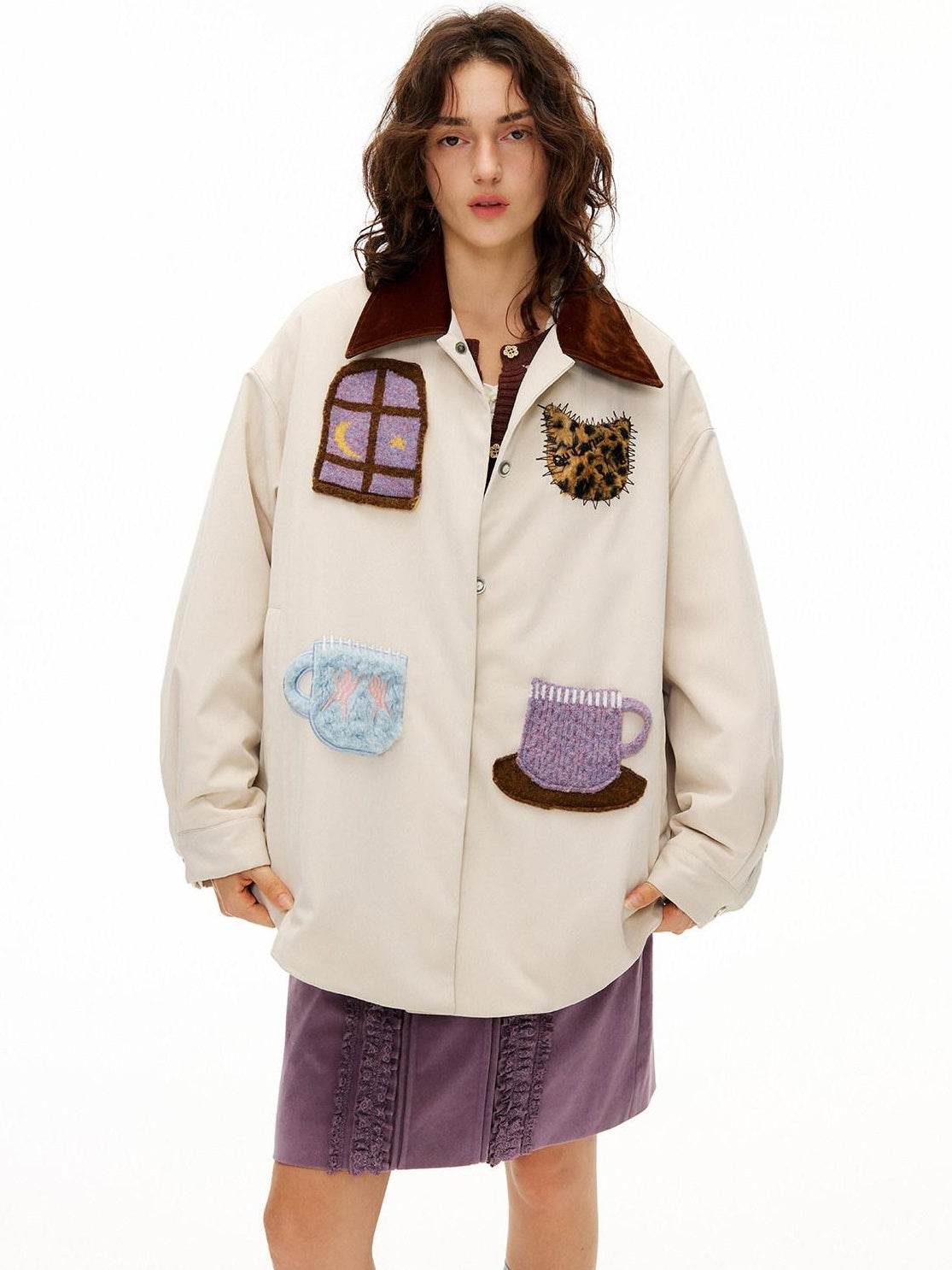 OuttheBlue 90 Percent Duck Down Vintage Relaxed Fit Lapel Collar Down Jackets