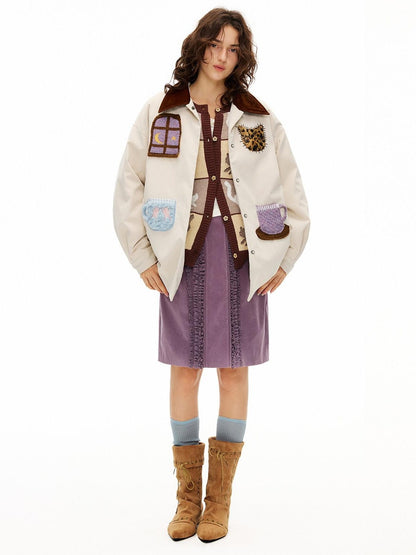 OuttheBlue 90 Percent Duck Down Vintage Relaxed Fit Lapel Collar Down Jackets