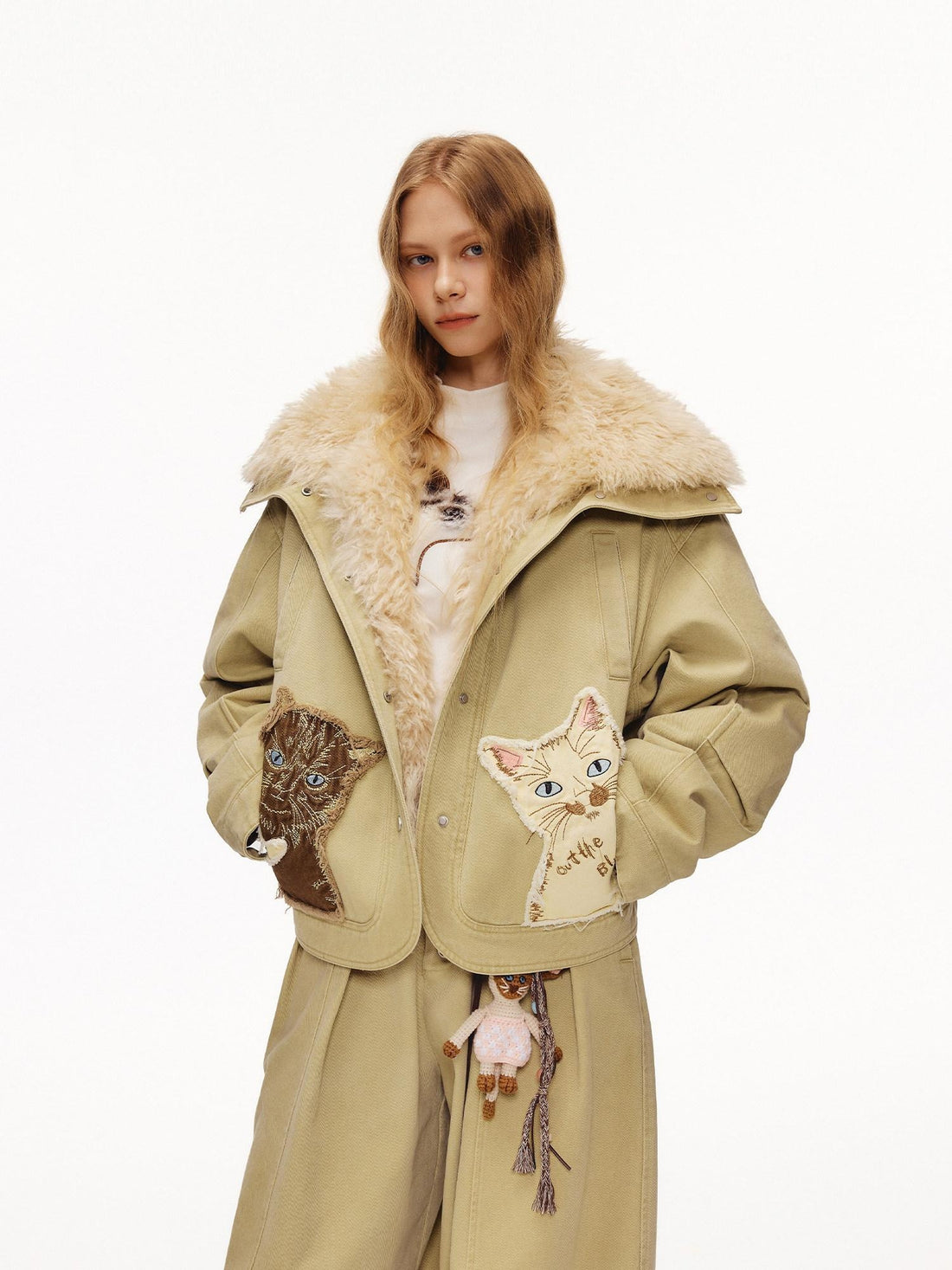 OuttheBlue 90 Percent White Duck Down Eco Casual Thick Collar Khaki Women Down Jackets