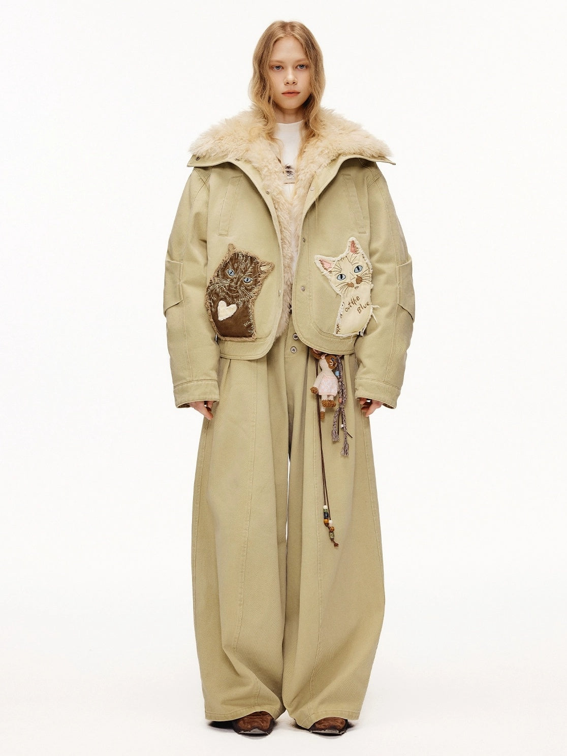 OuttheBlue 90 Percent White Duck Down Eco Casual Turn Down Collar Women Khaki Down Jacket