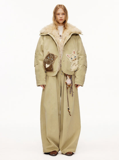 OuttheBlue 90 Percent White Duck Down Eco Casual Turn Down Collar Women Khaki Down Jacket