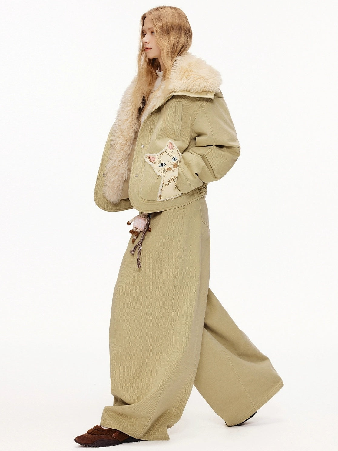 OuttheBlue 90 Percent White Duck Down Eco Casual Turn Down Collar Women Khaki Down Jacket