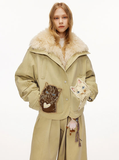 OuttheBlue 90 Percent White Duck Down Eco Casual Turn Down Collar Women Khaki Down Jacket