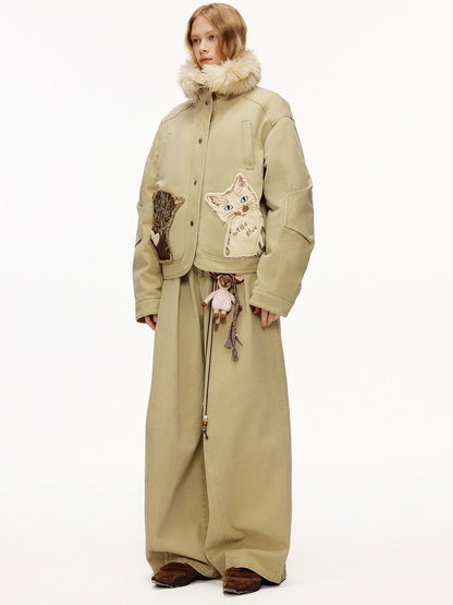 OuttheBlue 90 Percent White Duck Down Eco Casual Turn Down Collar Women Khaki Down Jacket