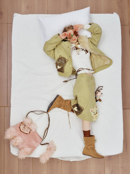 OuttheBlue 90 Percent White Duck Down Eco Casual Turn Down Collar Women Khaki Down Jacket