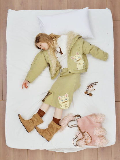 OuttheBlue 90 Percent White Duck Down Eco Casual Turn Down Collar Women Khaki Down Jacket