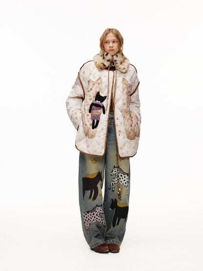 OuttheBlue 90% White Duck Down Diamond Quilted High Waist Apricot City Women Down Jacket