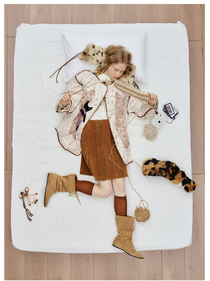 OuttheBlue 90% White Duck Down Diamond Quilted High Waist Apricot City Women Down Jacket