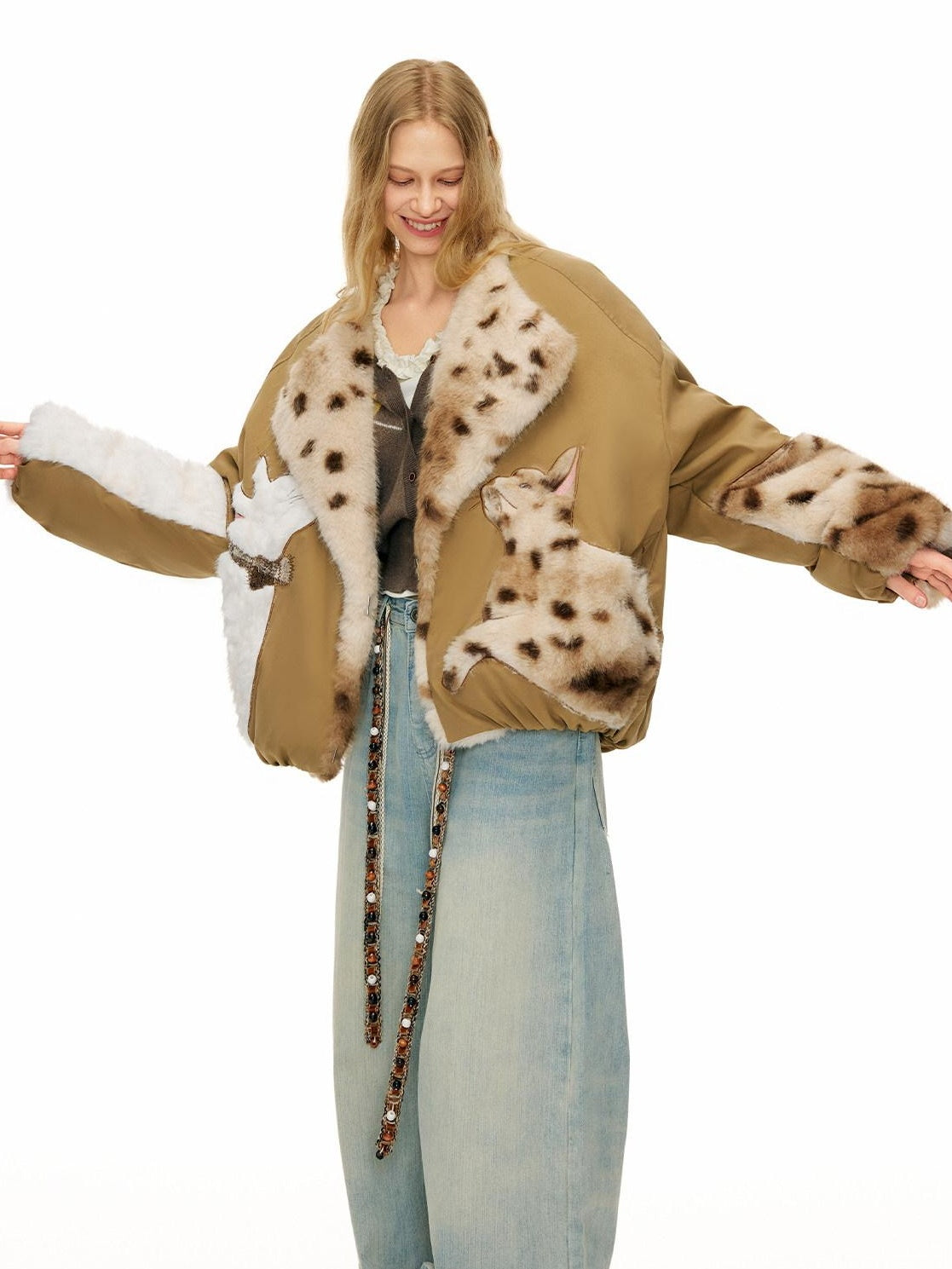 OuttheBlue 90% White Duck Down Thick Warm Casual No Hood Khaki Women Down Jackets
