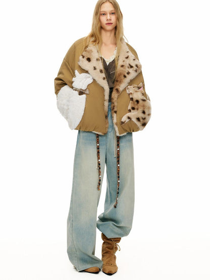 OuttheBlue 90% White Duck Down Thick Warm Casual No Hood Khaki Women Down Jackets