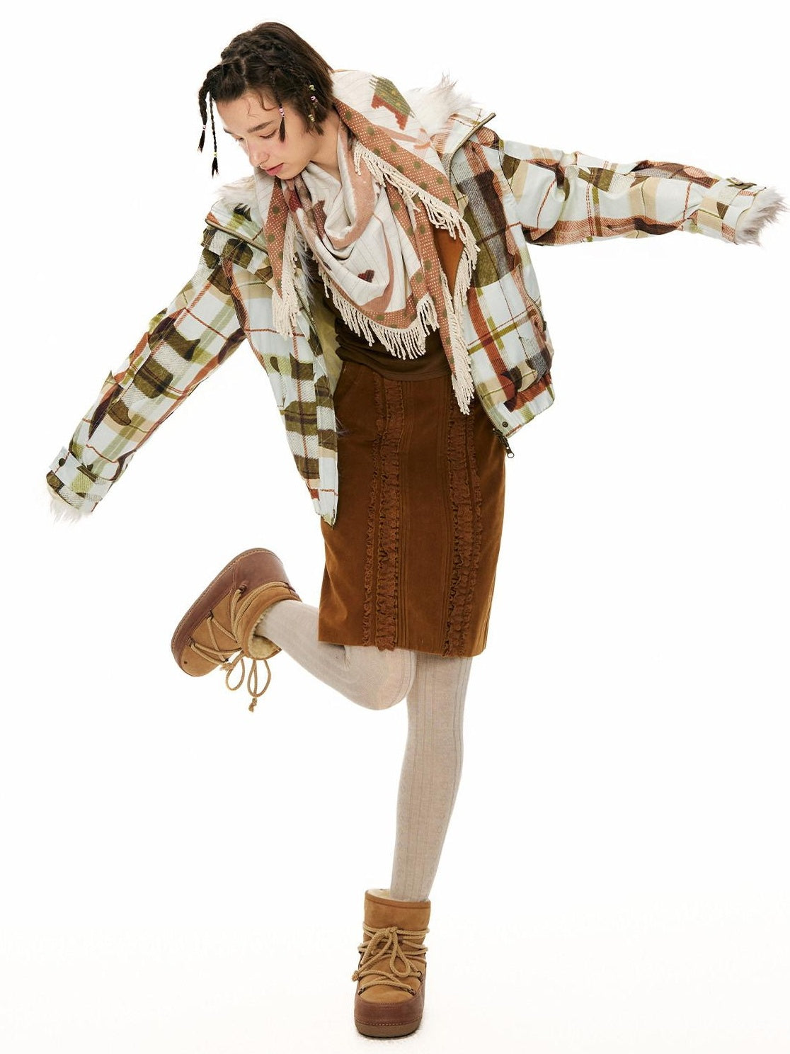 OuttheBlue 90% White Duck Down Warm Casual Print Stand Collar Low Waist Women Down Jackets