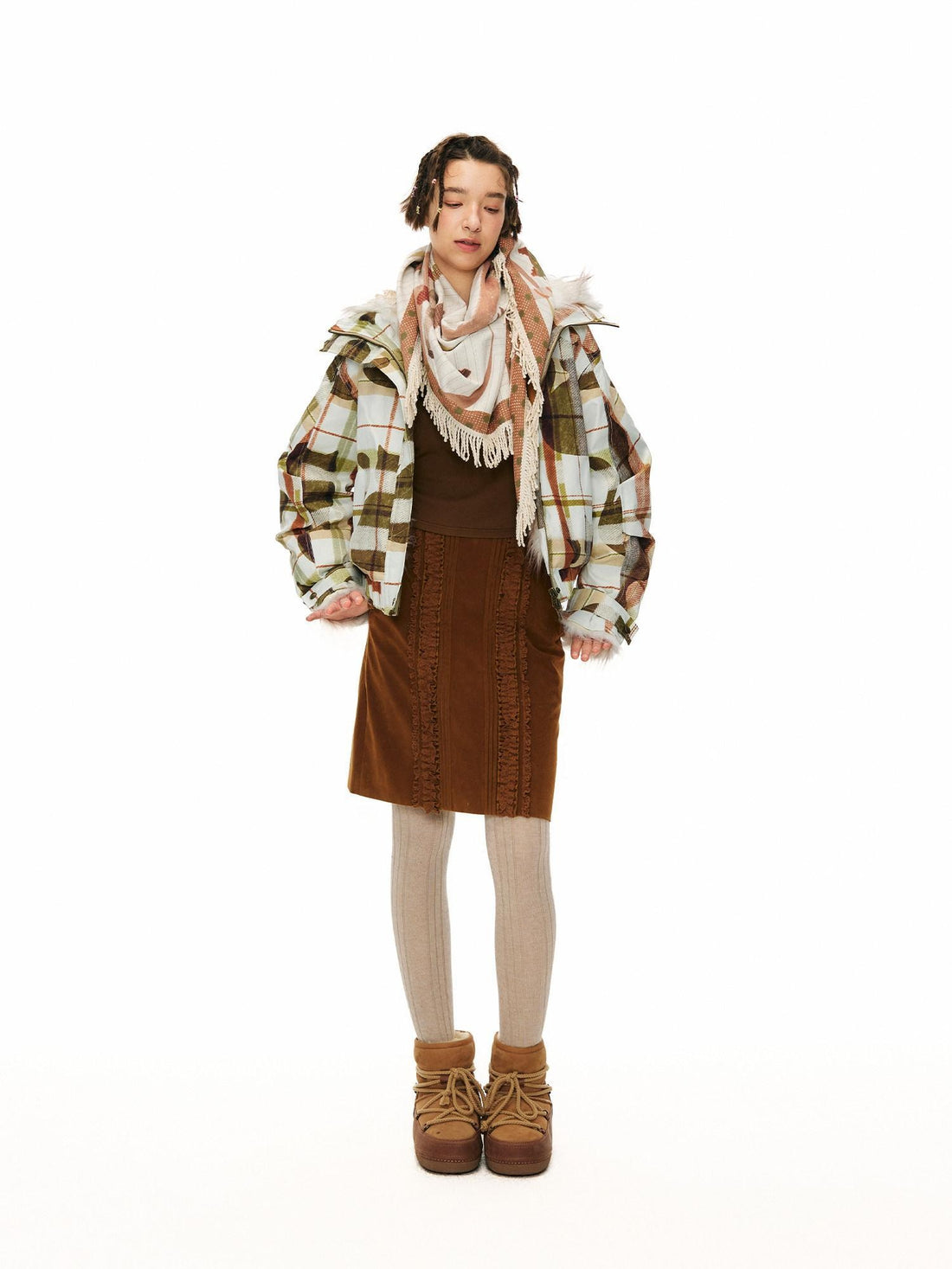 OuttheBlue 90% White Duck Down Warm Casual Print Stand Collar Low Waist Women Down Jackets