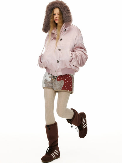 OuttheBlue Animal Print Applique Casual Drawstring Mid Rise Relaxed Women Mocha Pants