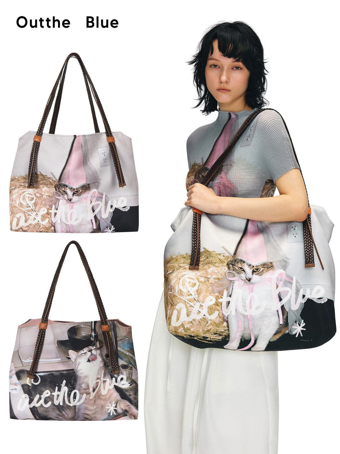 OuttheBlue Animal Print Double Strap Tote European Chic Casual Youth Shoulder Bags