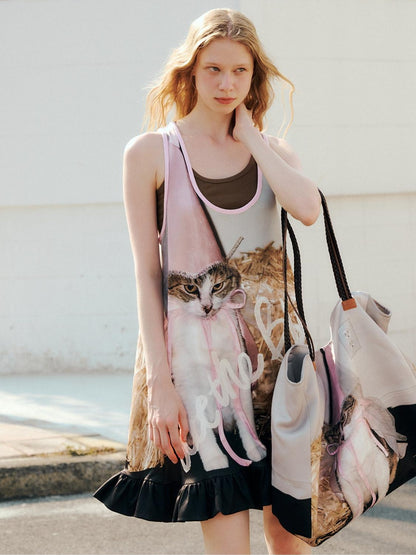 OuttheBlue Animal Print Double Strap Tote European Chic Casual Youth Shoulder Bags