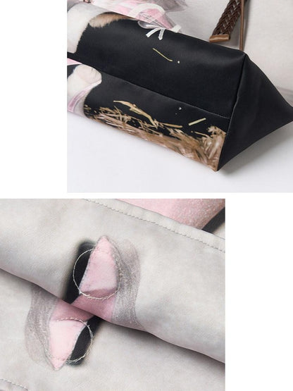 OuttheBlue Animal Print Double Strap Tote European Chic Casual Youth Shoulder Bags