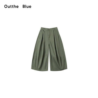 OuttheBlue_Army_Green_Pleated_Washed_Cargo_Octagonal_Wide_Women&