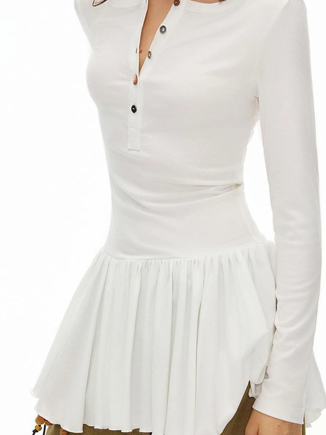 OuttheBlue Asymmetric Button Hemisley Sleeve T-shirt