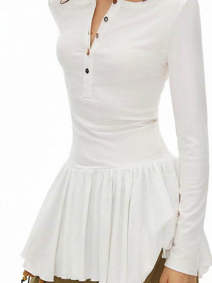 OuttheBlue Asymmetric Button Hemisley Sleeve T-shirt