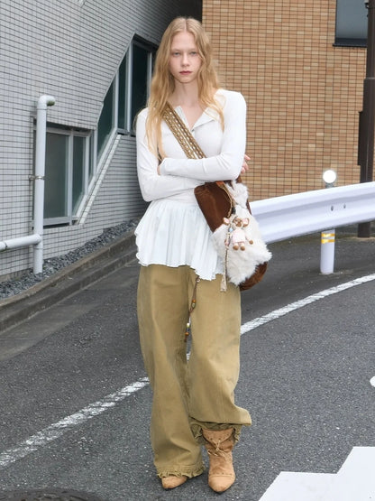 OuttheBlue Asymmetric Button Hemisley Sleeve T-shirt