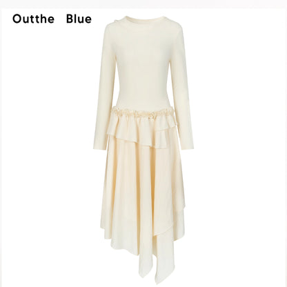 OuttheBlue_Asymmetrical_Floral_Lace_Winter_Dress_V-neck_T-shirt_Long_Sleeve_MISSTT