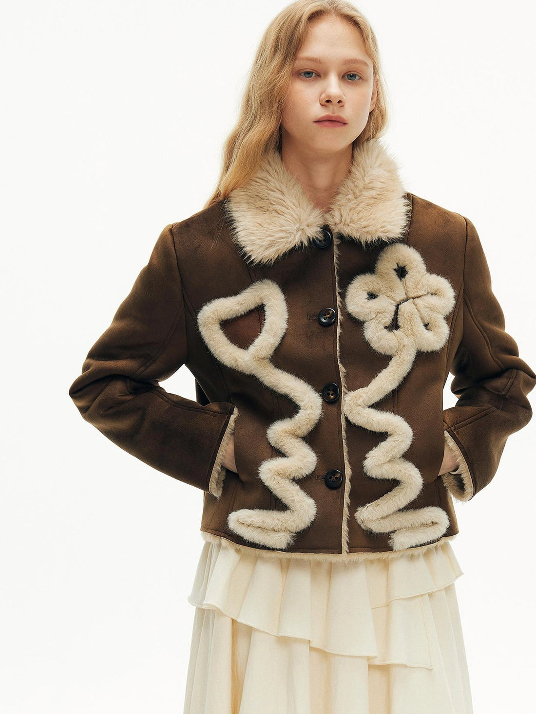 OuttheBlue Australian Lambswool Matte Sherpa Cropped Jacket