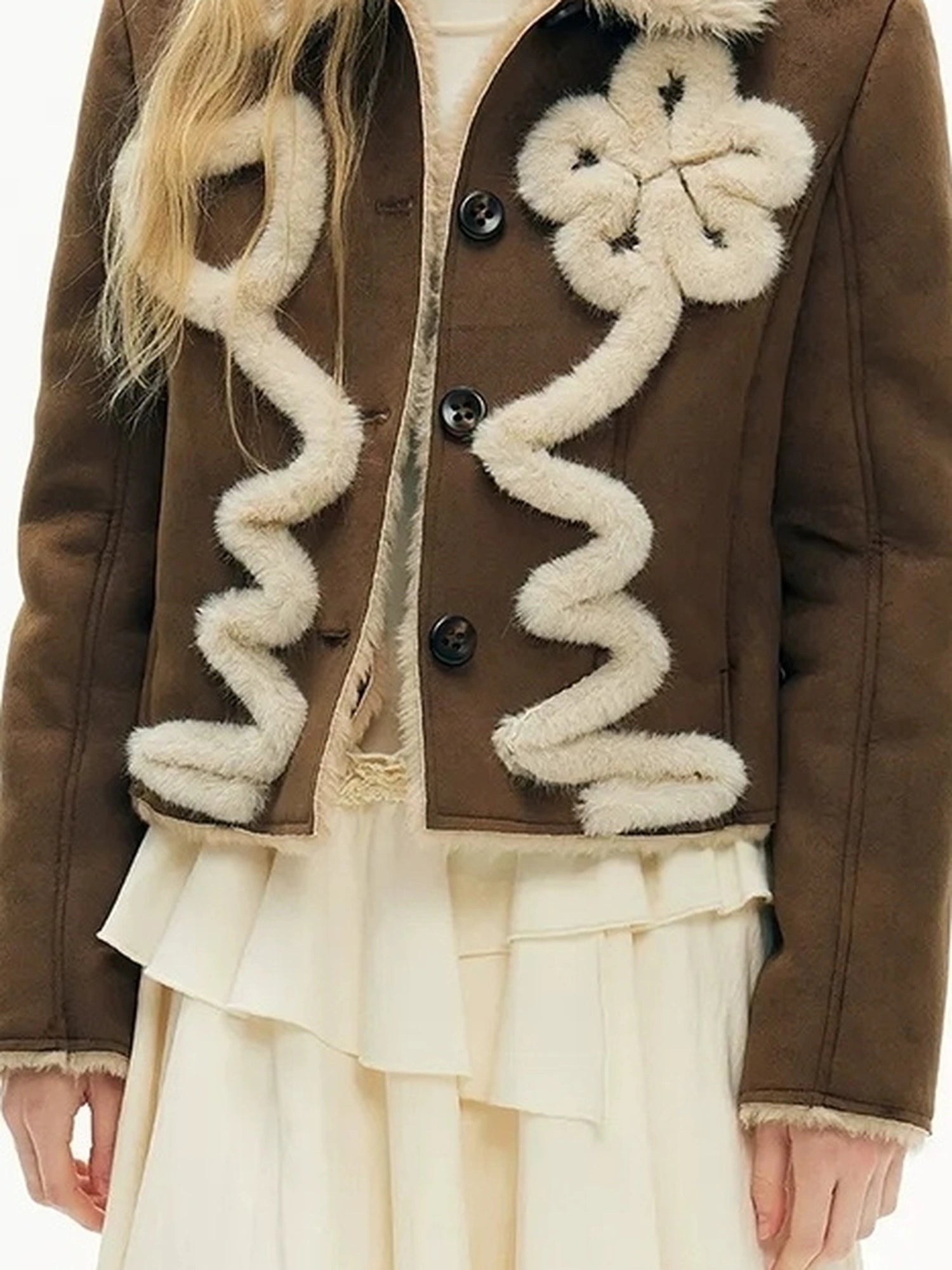 OuttheBlue Australian Lambswool Matte Sherpa Cropped Jacket