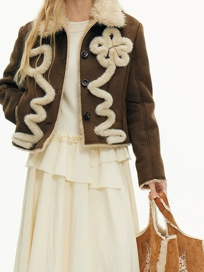 OuttheBlue Australian Lambswool Matte Sherpa Cropped Jacket