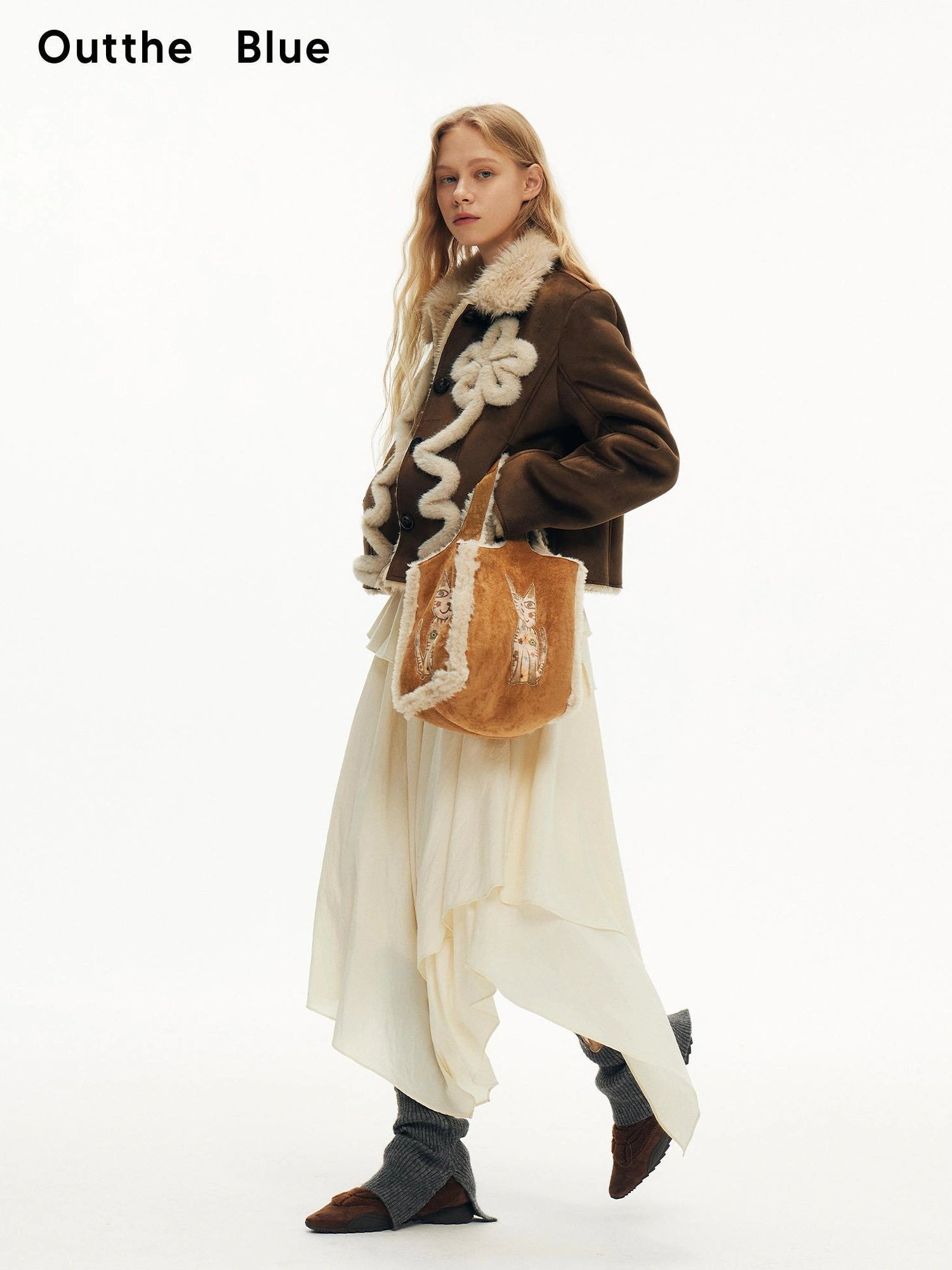OuttheBlue Australian Lambswool Matte Sherpa Cropped Jacket