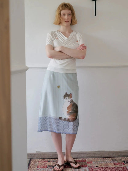 OuttheBlue Beaded Cowl Neck Layered Tee