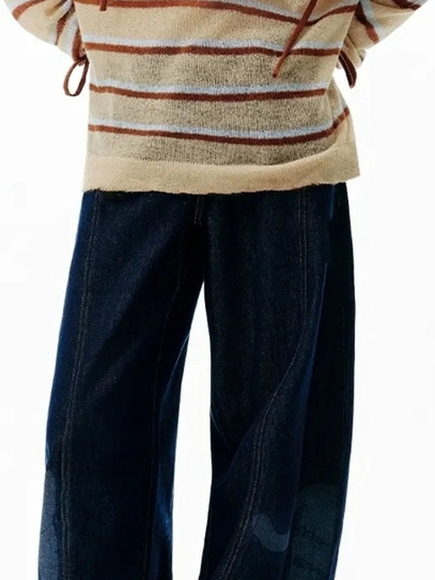 OuttheBlue Blue Brown Striped V-neck Cardigan