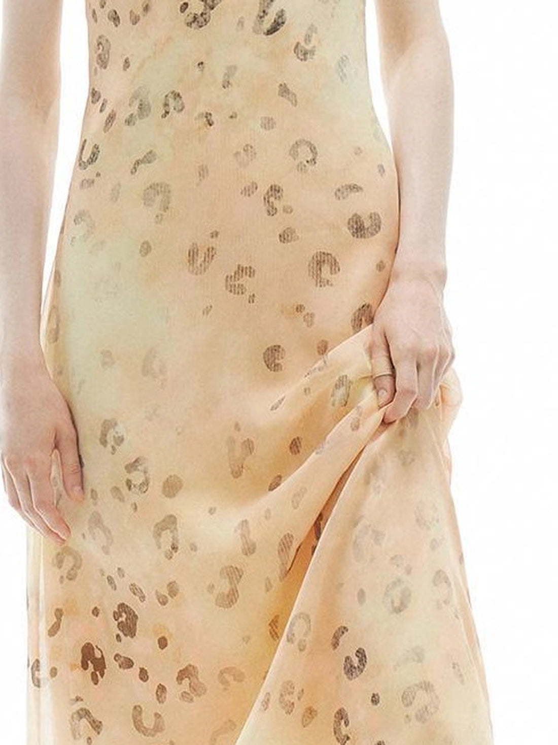 OuttheBlue Blue Ombre Leopard Cut Out Beaded Slip Dress