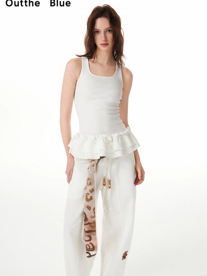 OuttheBlue Blue Romantic Ruffle Trim Camisole