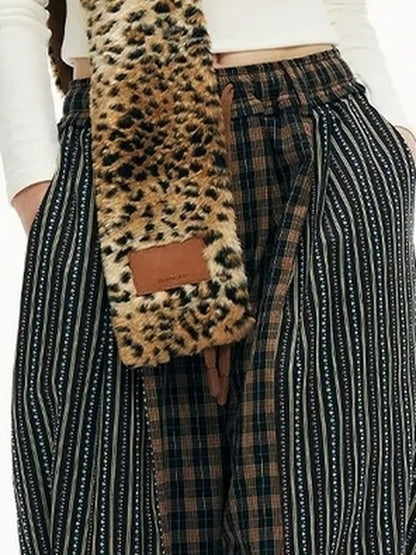 OuttheBlue Blue Stripe Check Wide Leg Pants