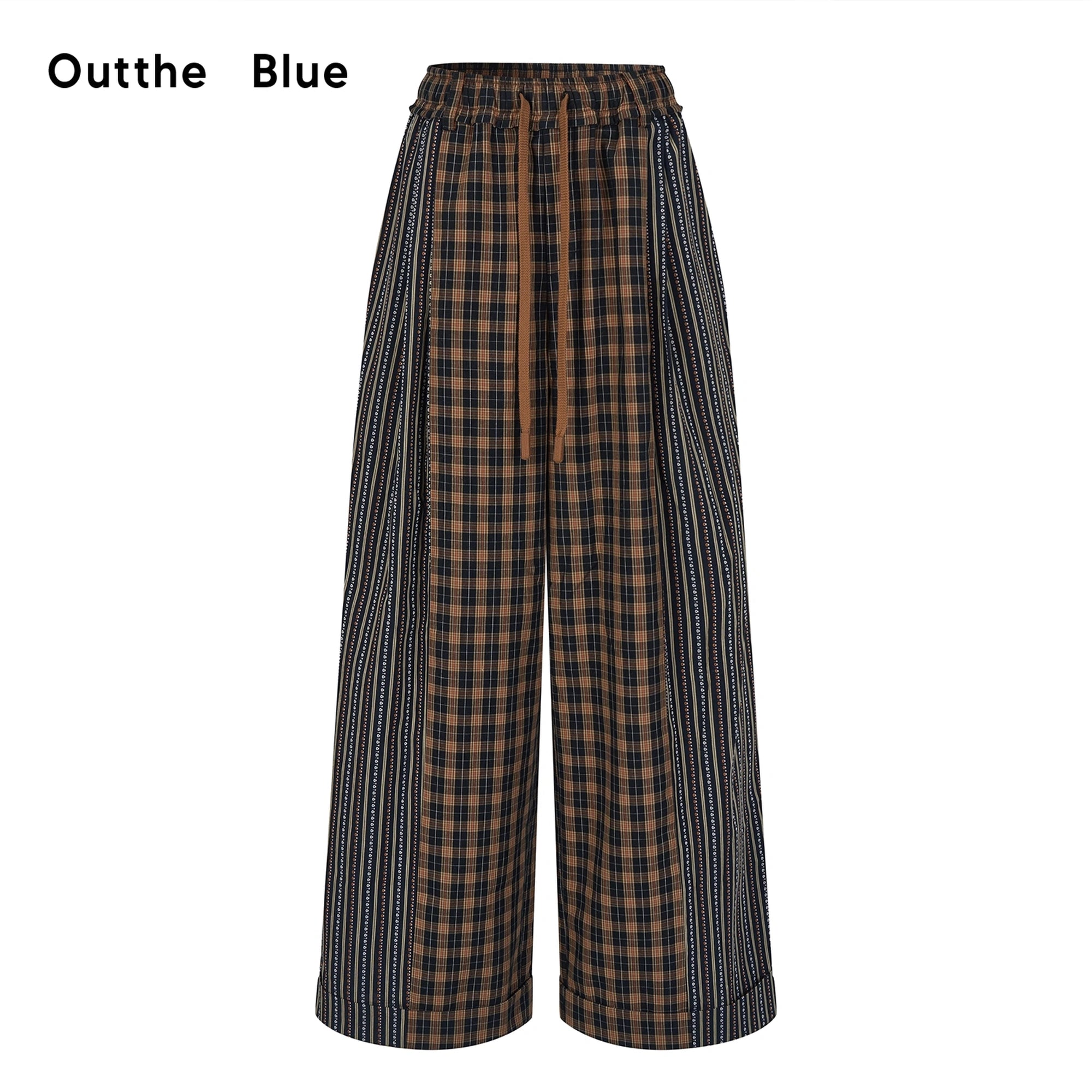 OuttheBlue_Blue_Stripe_Check_Wide_Leg_Pants_MISSTT