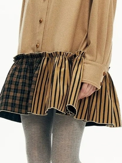OuttheBlue Blue Wool Blend Checked Shirt Dress