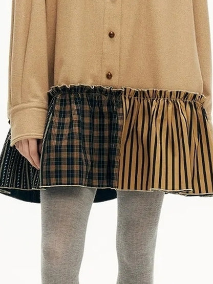 OuttheBlue Blue Wool Blend Checked Shirt Dress